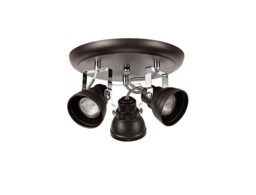 Laurens Adjustable Round Spotlight, 3 x GU10 (Max 10W LED), Oiled Bronze, Polished Chrome - thumbnail 3