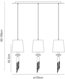 Tiffany Ceiling Pendant 3+3 Light E27+G9 Line, Antique Brass with Soft Bronze Shades & Clear Crystal - thumbnail 2