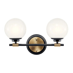 Kichler Benno Bathroom Wall Lamp Contemporary Black, Champagne Bronze 3000K IP44 2x G9 - thumbnail 5
