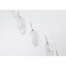 Rocky 8 Light Cluster Light Drop Celling Pendant, Satin Brass Metal & Glass - thumbnail 3