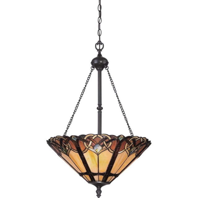 Cambridge 3 Light Tiffany Ceiling Pendant Bronze Finish, E27 - image 1