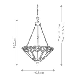 Cambridge 3 Light Tiffany Ceiling Pendant Bronze Finish, E27 - thumbnail 5