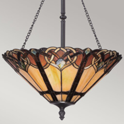 Cambridge 3 Light Tiffany Ceiling Pendant Bronze Finish, E27 - thumbnail 3