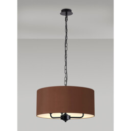 Banyan 3 Light Multi Arm Pendant With 50cm x 20cm Dual Faux Silk Fabric Shade Matt Black/Raw Cocoa - thumbnail 2