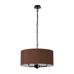 Banyan 3 Light Multi Arm Pendant With 50cm x 20cm Dual Faux Silk Fabric Shade Matt Black/Raw Cocoa - thumbnail 5