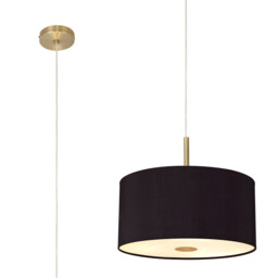 Baymont Antique Brass 5 Light E27 Single Pendant With 40cm x 18cm Dual Faux Silk Shade, Black/Green Olive