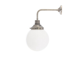Bamako 20cm Globe Wall Light, Antique Silver, Opal Glass - thumbnail 3