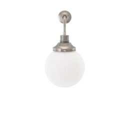 Bamako 20cm Globe Wall Light, Antique Silver, Opal Glass - thumbnail 2