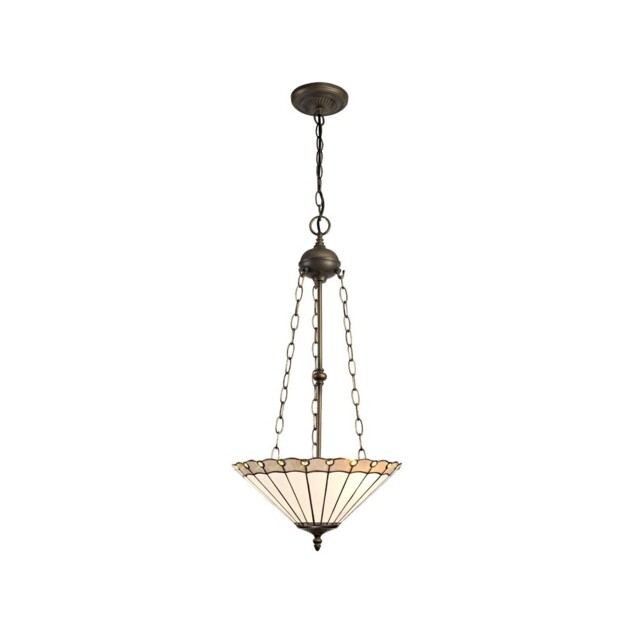 Worcester 3 Light Uplighter Ceiling Pendant E27 With 40cm Tiffany Shade, Grey, Crystal, Aged Antique Brass - image 1