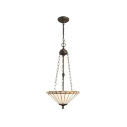 Worcester 3 Light Uplighter Ceiling Pendant E27 With 40cm Tiffany Shade, Grey, Crystal, Aged Antique Brass - thumbnail 1