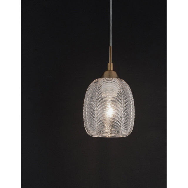 Vario Dome Pendant Ceiling Light Clear Glass, Satin Gold Metal LED E27 - image 1