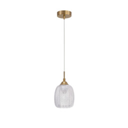 Vario Dome Pendant Ceiling Light Clear Glass, Satin Gold Metal LED E27 - thumbnail 3