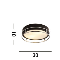 Phoenix 2 Light Flush Black, Chrome, Frosted Glass - thumbnail 3