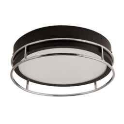Phoenix 2 Light Flush Black, Chrome, Frosted Glass - thumbnail 2