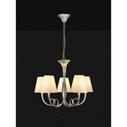 Paola Pendant 70cm Round, 5 x E14 (Max 40W), Silver Painting, Cream Shades - thumbnail 2
