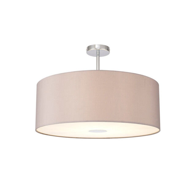 Baymont Polished Chrome E27 Semi Flush With 60cm x 22cm Faux Silk Shade, Grey/White Laminate - image 1