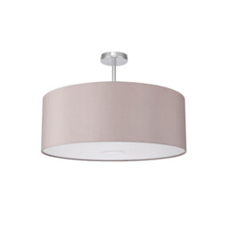 Baymont Polished Chrome E27 Semi Flush With 60cm x 22cm Faux Silk Shade, Grey/White Laminate - thumbnail 5