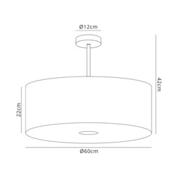Baymont Polished Chrome E27 Semi Flush With 60cm x 22cm Faux Silk Shade, Grey/White Laminate - thumbnail 3