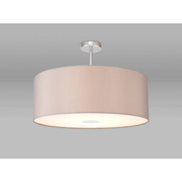 Baymont Polished Chrome E27 Semi Flush With 60cm x 22cm Faux Silk Shade, Grey/White Laminate - thumbnail 2