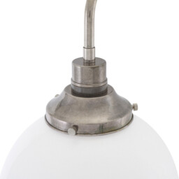 Bamako 25cm Globe Wall Light, Antique Silver, Opal Glass - thumbnail 5