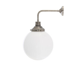 Bamako 25cm Globe Wall Light, Antique Silver, Opal Glass - thumbnail 3