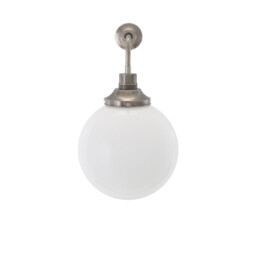 Bamako 25cm Globe Wall Light, Antique Silver, Opal Glass - thumbnail 2