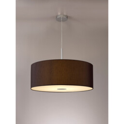 Baymont Polished Chrome E27 Single Pendant With 60cm x 22cm Faux Silk Shade, Black/White Laminate - thumbnail 2