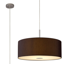 Baymont Polished Chrome E27 Single Pendant With 60cm x 22cm Faux Silk Shade, Black/White Laminate
