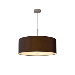 Baymont Polished Chrome E27 Single Pendant With 60cm x 22cm Faux Silk Shade, Black/White Laminate - thumbnail 5