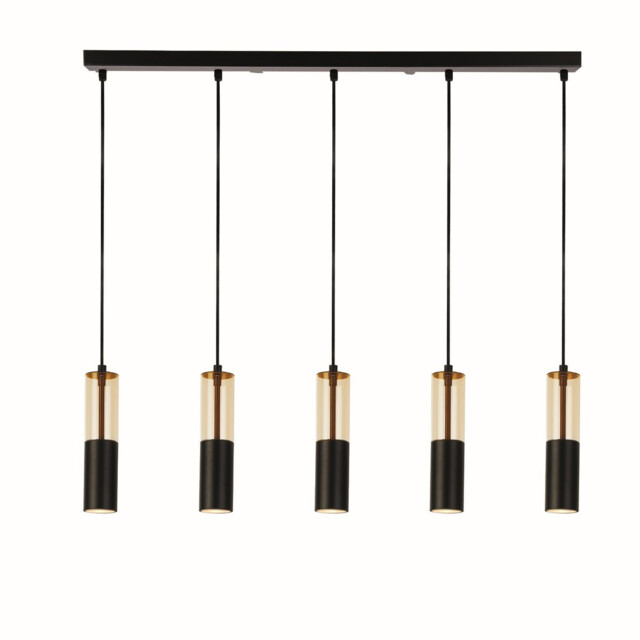Merrygold 5 Light Bar Ceiling Pendant, Amber Acrylic & Black - image 1