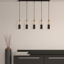 Merrygold 5 Light Bar Ceiling Pendant, Amber Acrylic & Black - thumbnail 2