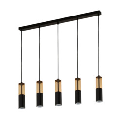 Merrygold 5 Light Bar Ceiling Pendant, Amber Acrylic & Black - thumbnail 3
