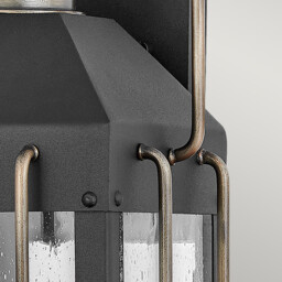 Hinkley Fitzgerald Outdoor Wall Lantern Textured Black with Burnished Bronze, IP44 - thumbnail 3
