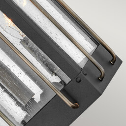 Hinkley Fitzgerald Outdoor Wall Lantern Textured Black with Burnished Bronze, IP44 - thumbnail 2