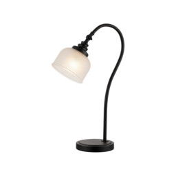DeRuyter Table Lamp 1 Light E27 Satin Black/Frosted Glass - thumbnail 1