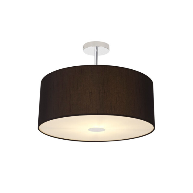Baymont Polished Chrome 3 Light E27 Semi Flush With 50cm x 20cm Faux Silk Shade, Black/White Laminate - image 1