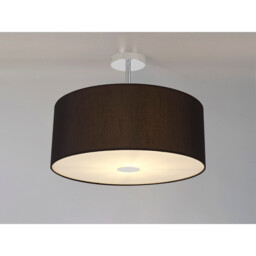 Baymont Polished Chrome 3 Light E27 Semi Flush With 50cm x 20cm Faux Silk Shade, Black/White Laminate - thumbnail 2