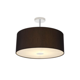 Baymont Polished Chrome 3 Light E27 Semi Flush With 50cm x 20cm Faux Silk Shade, Black/White Laminate