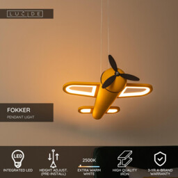 Lucide FOKKER - Pendant light Children - LED - 1x28W 2500K - Yellow - thumbnail 2