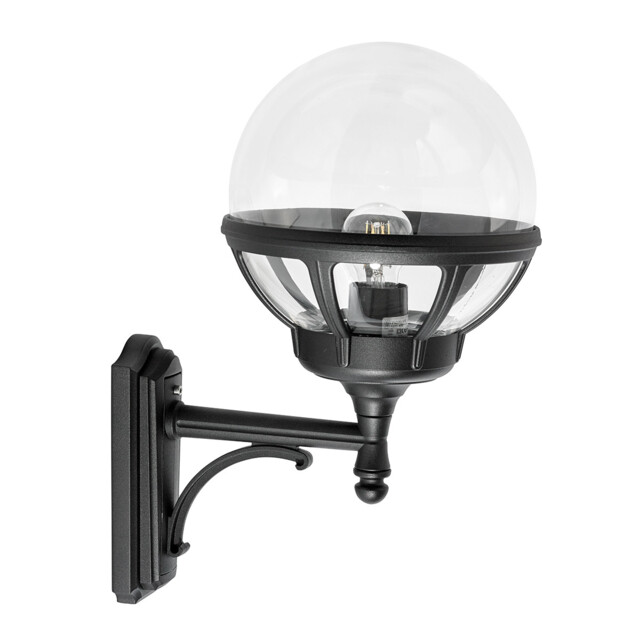 Bologna Outdoor 1 Light Up Globe Wall Light, Black, IP54, E27 - image 1