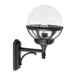 Bologna Outdoor 1 Light Up Globe Wall Light, Black, IP54, E27 - thumbnail 1