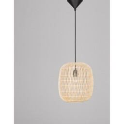 Melody 30.5cm Dome Pendant Ceiling Light Natural Rattan Black Fabric Wire, Base LED E27 - thumbnail 3
