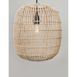Melody 30.5cm Dome Pendant Ceiling Light Natural Rattan Black Fabric Wire, Base LED E27 - thumbnail 5