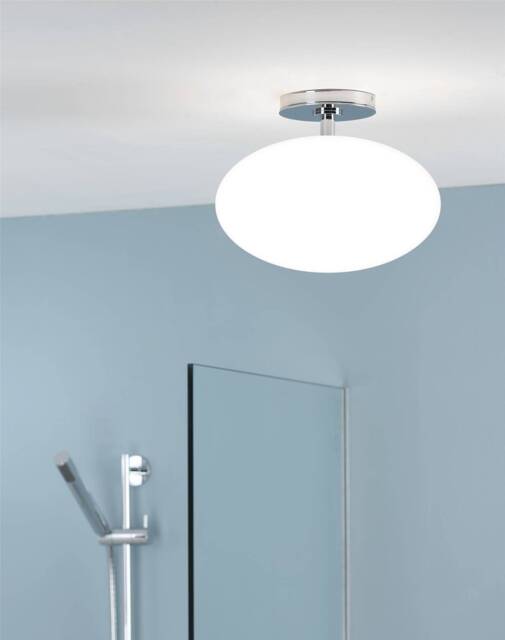 Zeppo 1 Light Semi Flush Bathroom Globe Ceiling Light Polished Chrome IP44, E27