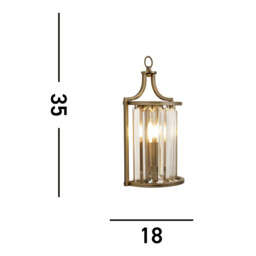 Victoria Wall Light Antique Brass, Clear Crystal - thumbnail 3
