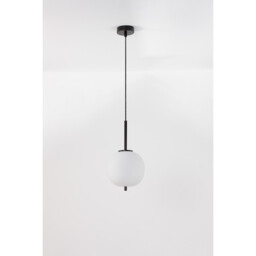 Lato 18.5cm Globe Pendant Ceiling Light Black Metal, Opal Glass LED E14 - thumbnail 3