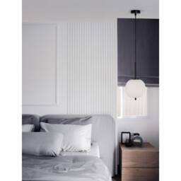 Lato 18.5cm Globe Pendant Ceiling Light Black Metal, Opal Glass LED E14 - thumbnail 2