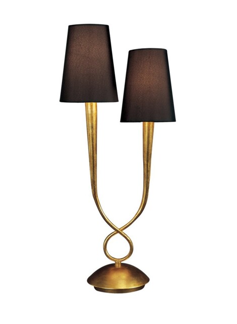 Paola Table Lamp 2 Light E14, Gold Painted with Black Shades - image 1