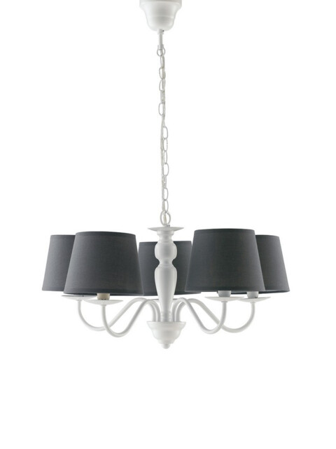FAVOLA 5 Light Chandeliers with Shades White, Fabric 56x30cm