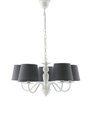 FAVOLA 5 Light Chandeliers with Shades White, Fabric 56x30cm